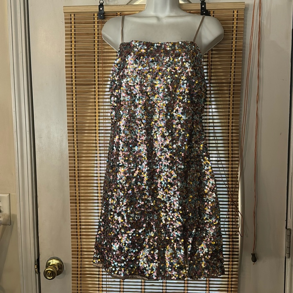 Astr Multicolor Sequin Mini Dress NEW XL